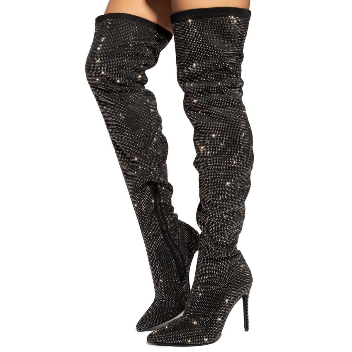 Javir-2 All-Over Rhinestone Thigh-High 