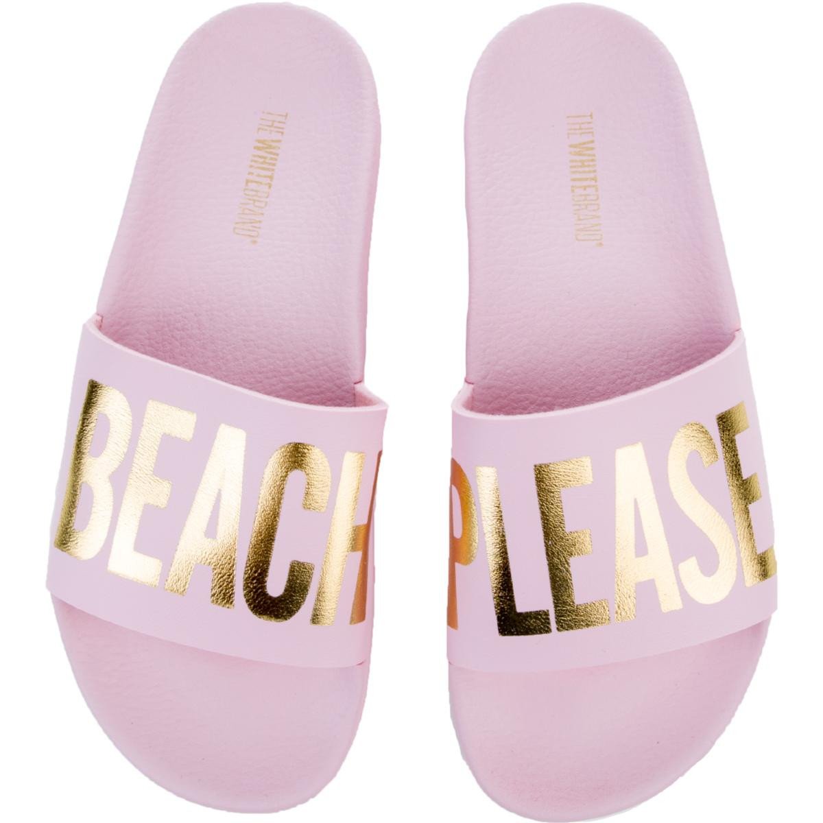 snak trend behagelig Beach Please Slides in Pink Pink/Gold – TiltedSole.com