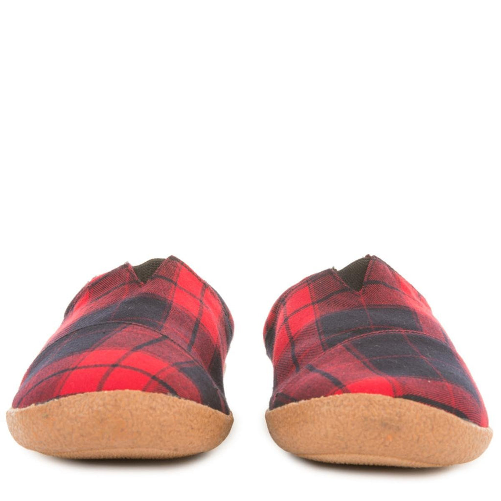 mens red plaid slippers