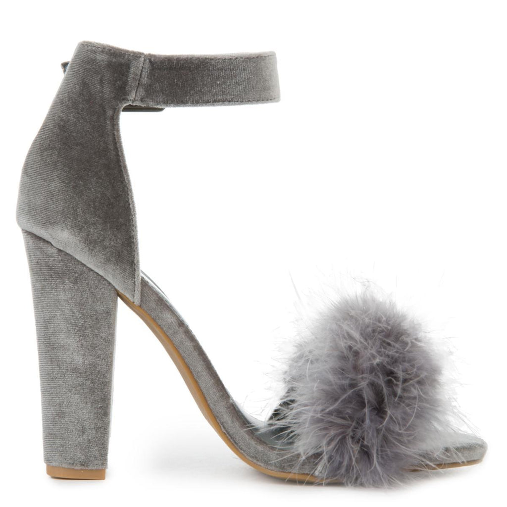 gray velvet heels