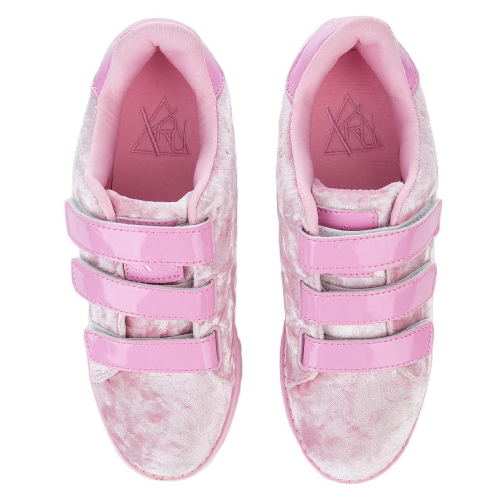 YRU LaLa Velcro Pink Velvet Platform Sneakers PINK – TiltedSole.com