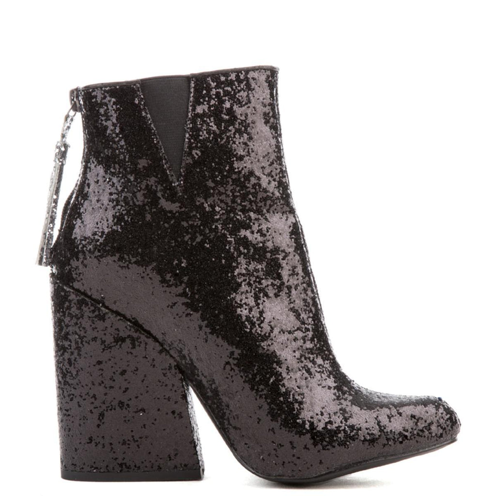 black glitter booties