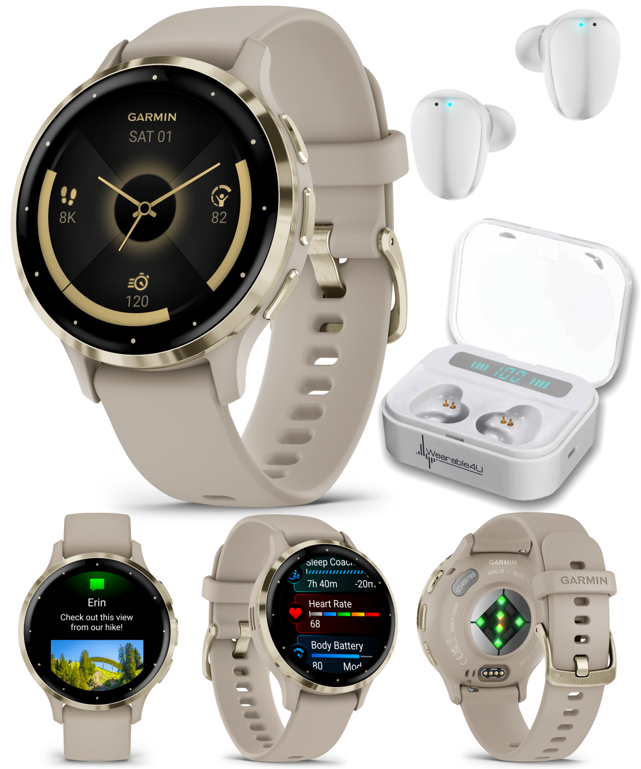 Garmin Venu 3 Series GPS Smartwatch AMOLED Display 41mm Watch, Advanced Health and Fitness Features, Wheelchair Mode, Sleep Coach with Wearable4U Bundle