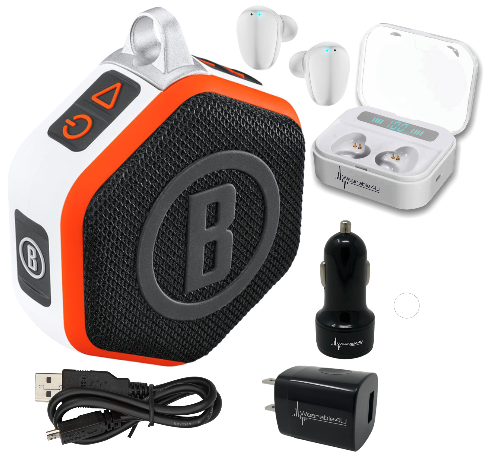 Bushnell Wingman Mini GPS Bluetooth Speaker with Wearable4U Bundle