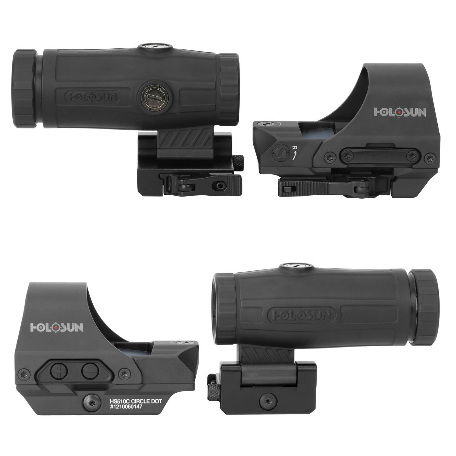 Holosun HS510c Reflex Red Dot Sight and HM3X 3X Magnifier Combo Set with Hard Case and Free Hat Bundle