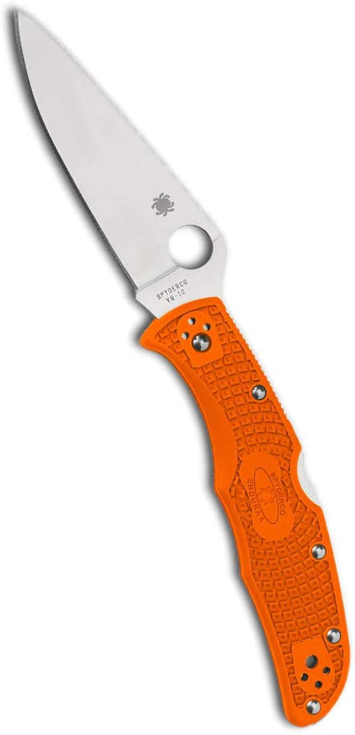 Spyderco Endura 4 FRN Flat Ground C10FPOR Orange Folding Plain Edge Pocket Knife