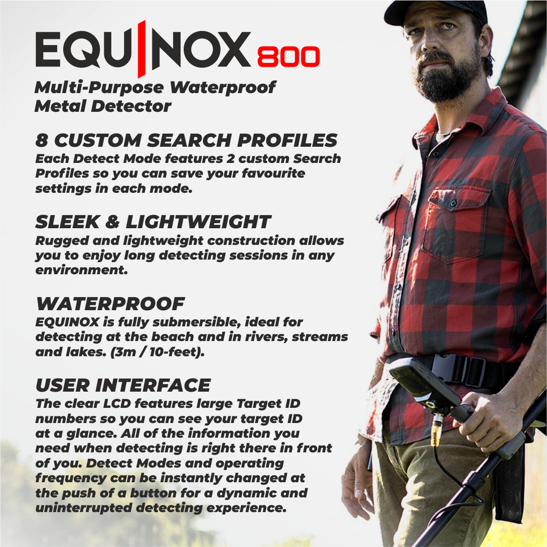 色々な BICストアMinelab Equinox 800 All-Terrain Waterproof Multi-Purpose Metal  Detector Double-D 6