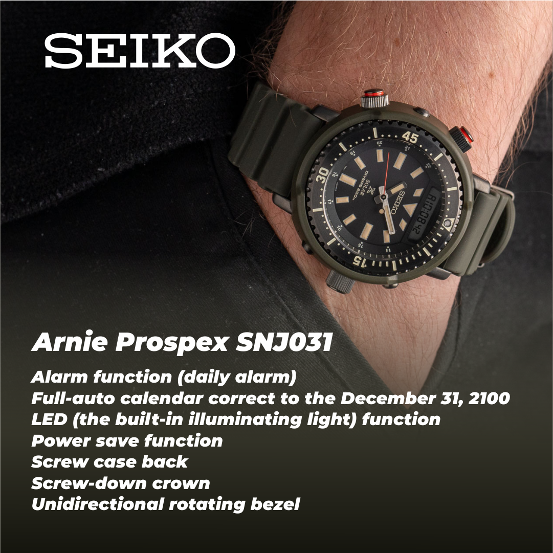 Seiko Arnie Prospex SNJ031 Solar Divers 200m Men's Watch – Sports and  Gadgets