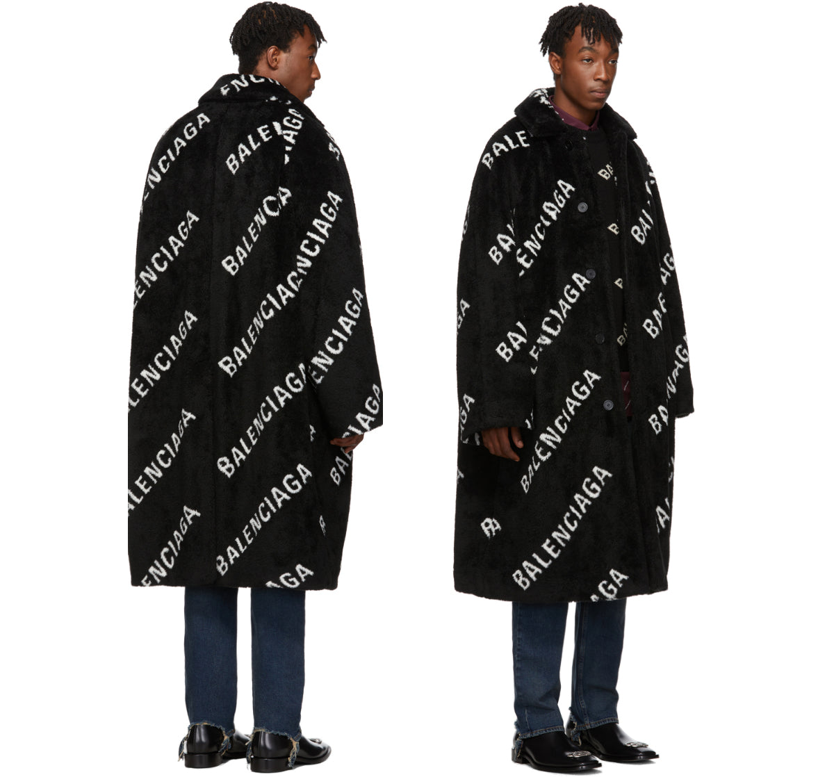 BALENCIAGA  Black Mens Coat  YOOX
