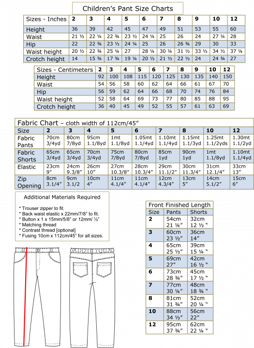 Casual trouser sewing pattern for boys & girls Slim Jim Pants & Shorts ...