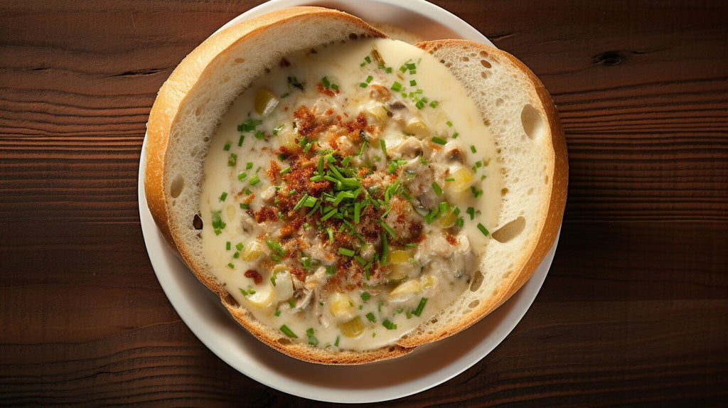 New England clam chowder using xanthan gum as a thickener