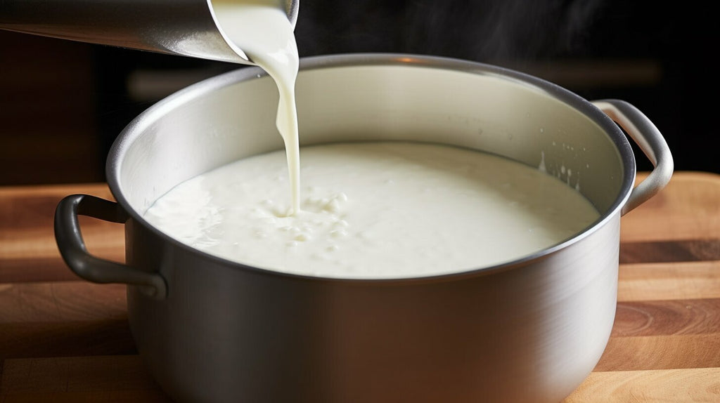 Add xanthan gum and cream to thicken clam chowder