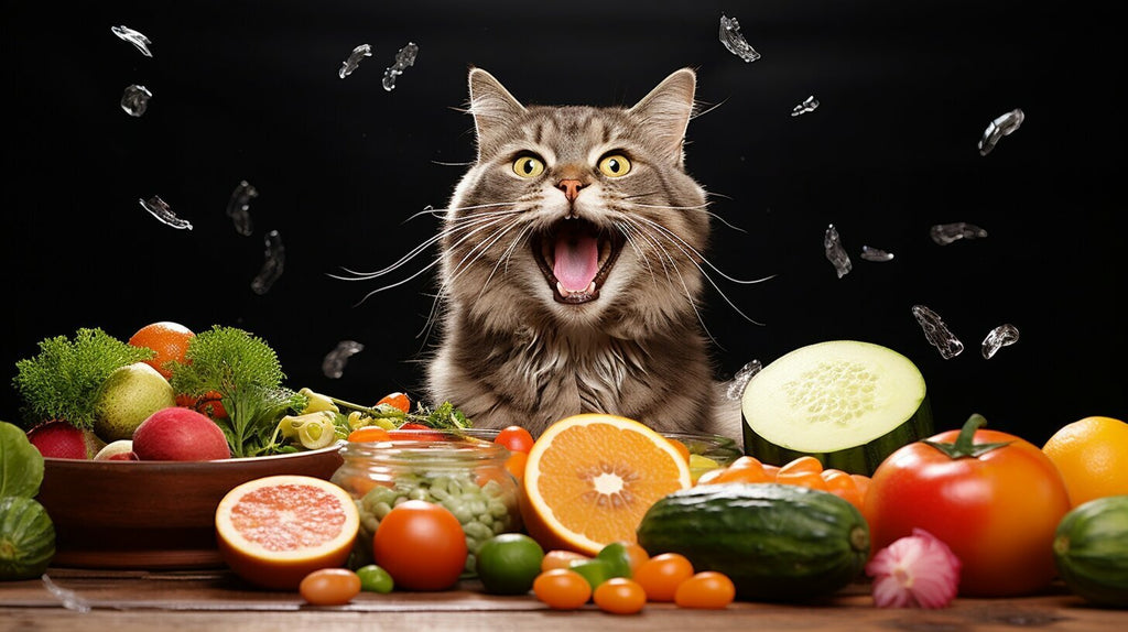 Cat in front of food