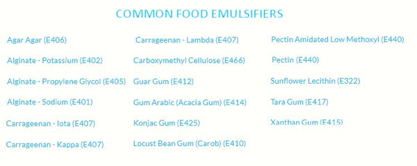 Common food emulsifiers