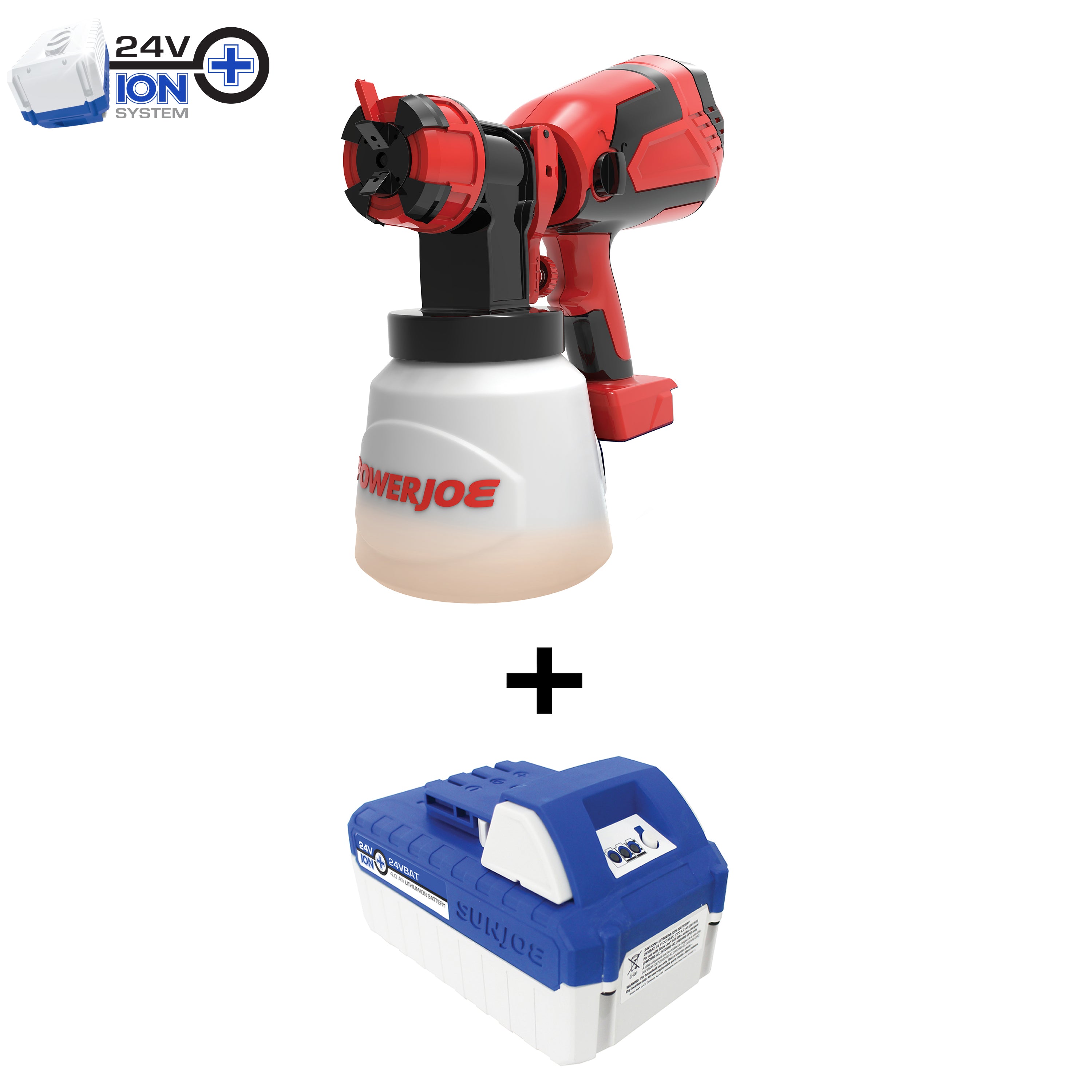 Sun Joe 24V-PS1 24-Volt* IONMAX Cordless HVLP Handheld Paint Sprayer Kit | 3 Spray Patterns | W/ 4.0-Ah Battery + Charger