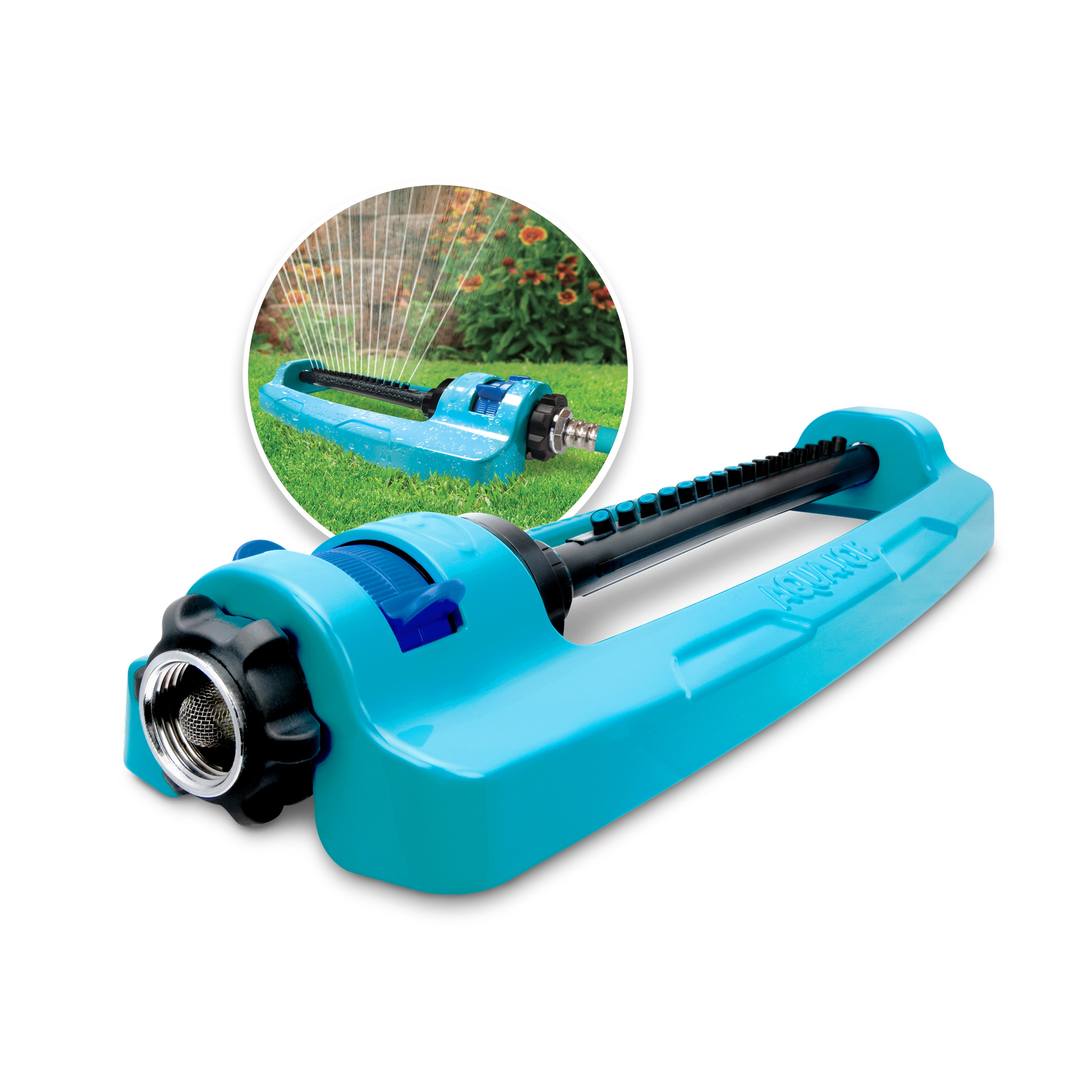 Aqua Joe SJI-OMS16 Indestructible Metal Base Oscillating Sprinkler | Adjustable Spray Patterns | 3,600 Sq. Ft. Max Coverage