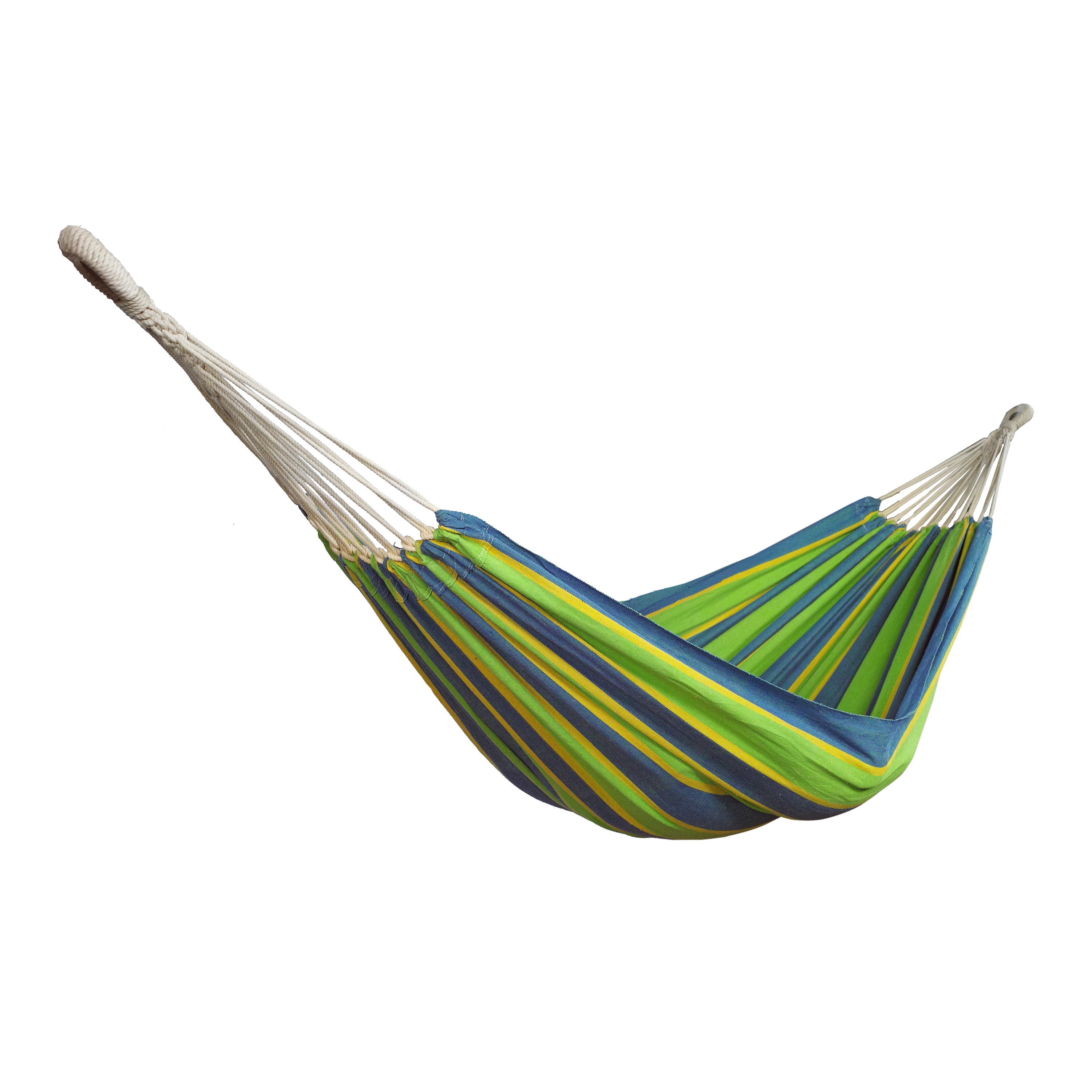 Bliss Hammocks BH-401-MD Double Hammock in a Bag w/ Rope loops & Hanging Hardware | 60-in. Wide | 265 Lb. Capacity (Mediterranean Stripe)