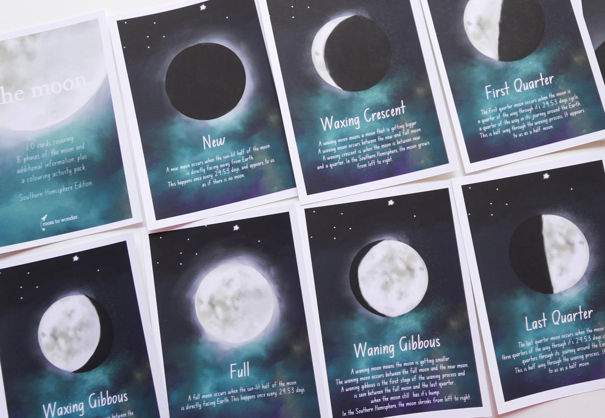 Moon Phase Printable Flashcards and Learning Activity Pack - Southern ...