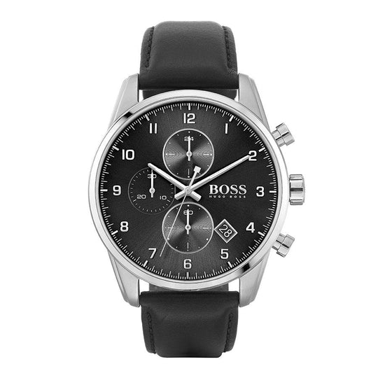 hugo boss watch black and silver