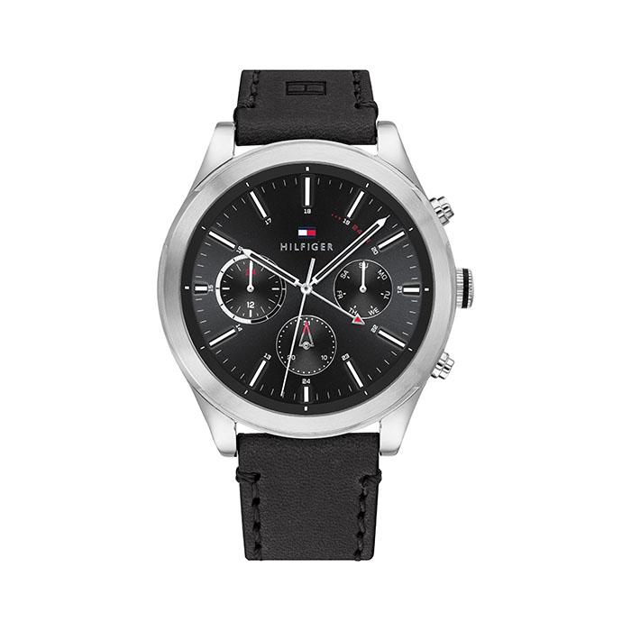 tommy hilfiger sunray black leather watch 1791740