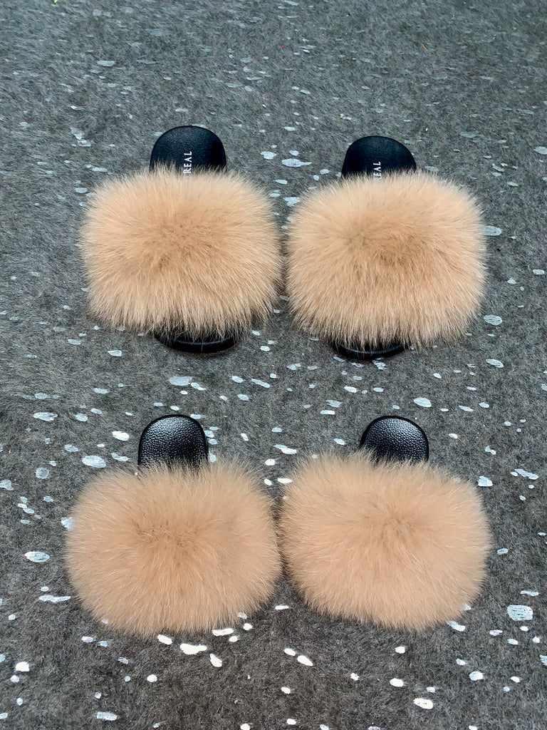 so real fur slippers