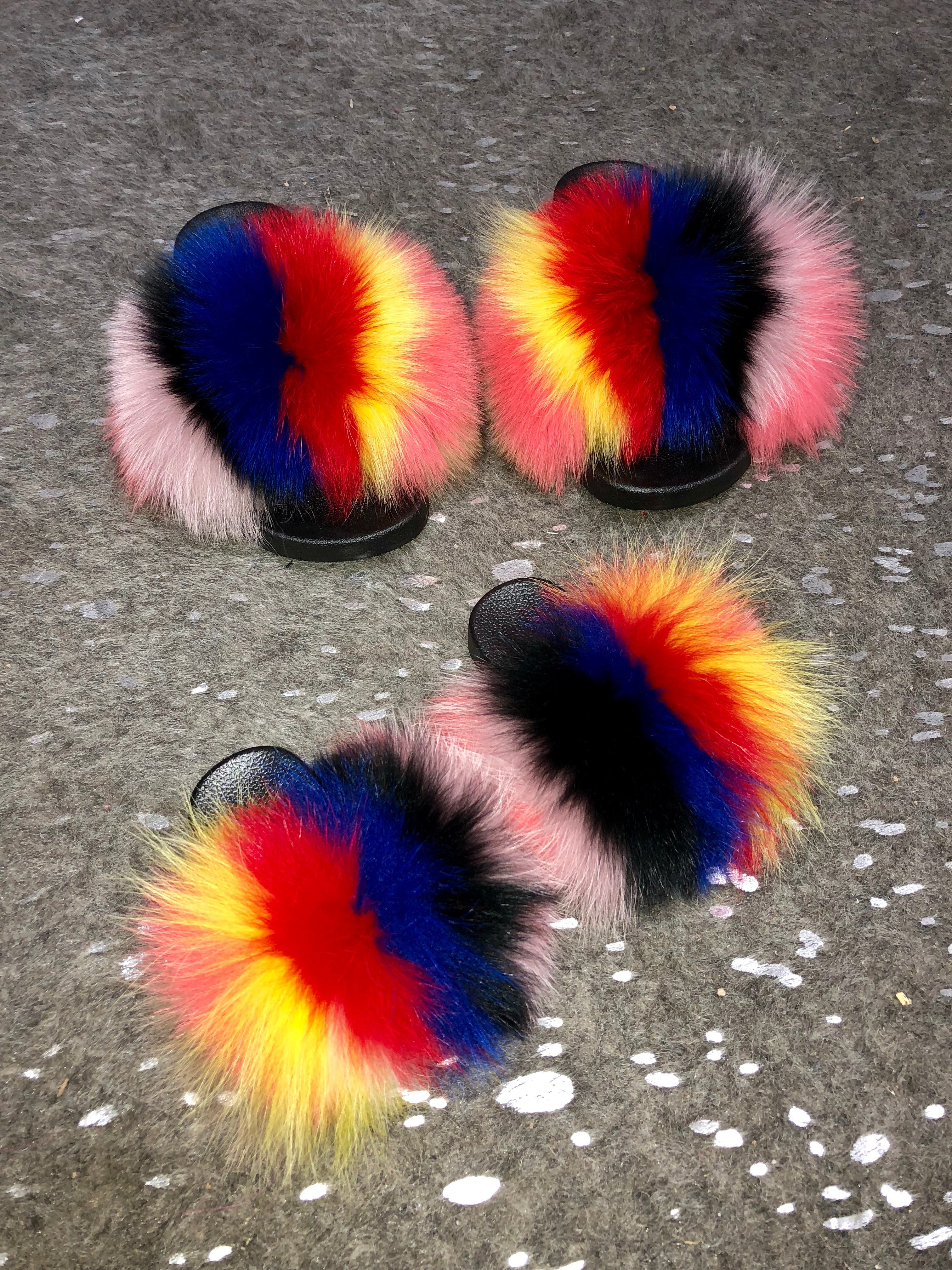 Splat Fox Fur Slippers– SHOP SO REAL