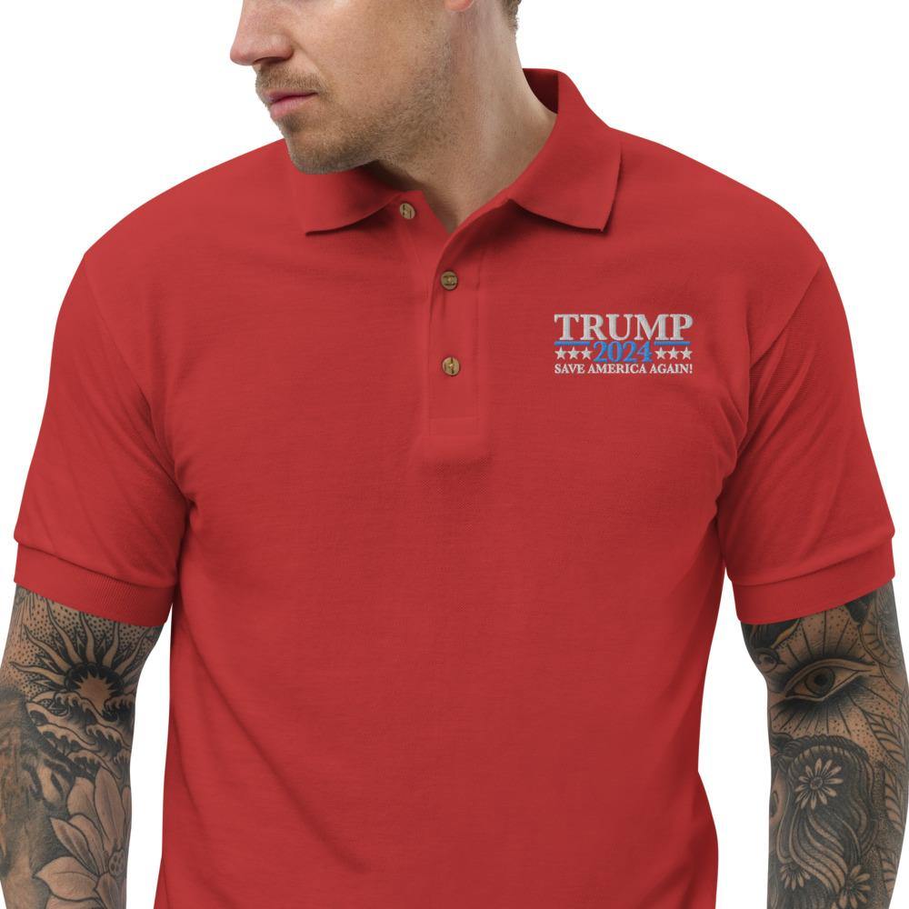 Trump 2024 Save America Again Embroidered Polo Shirt