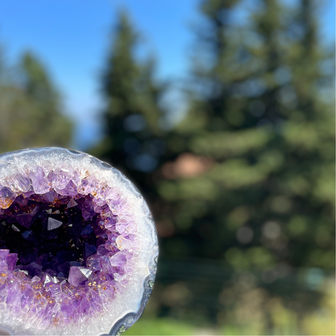 amethyst geode in sunlight 