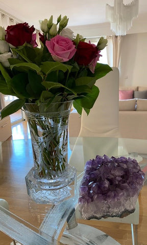 amethyst on living room table