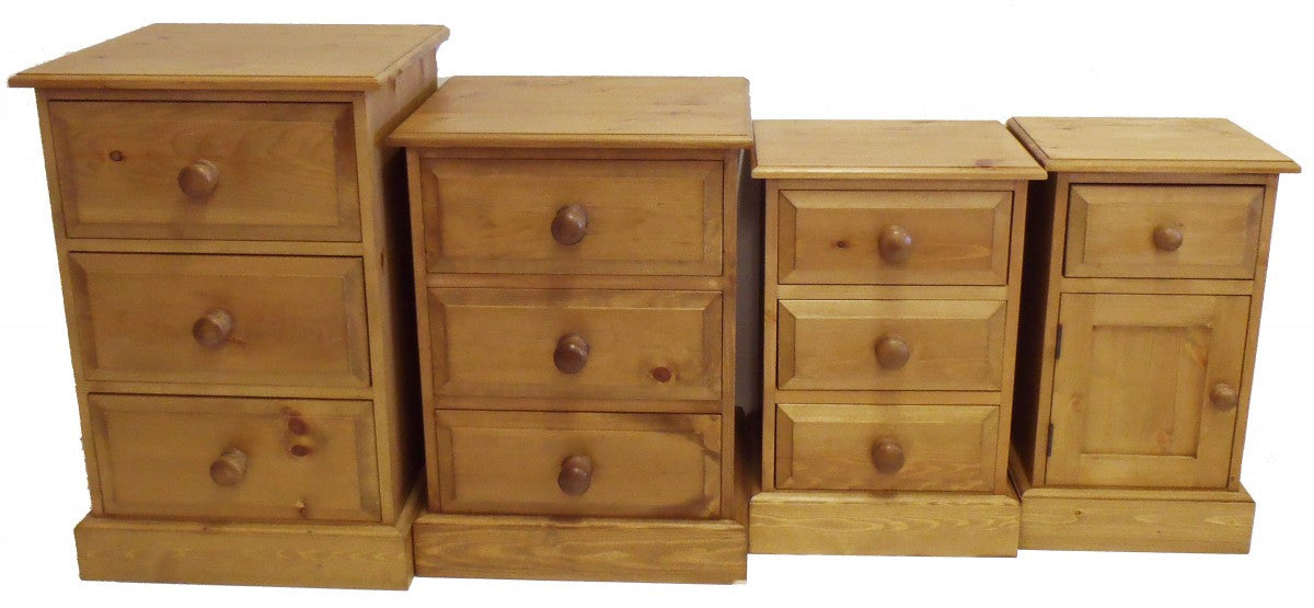 Solid Pine 3 Drawer Bedside Cabinet Small Cheshire Pine And Oak
