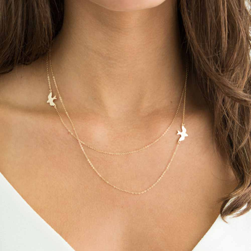 Download Layer Bird Necklace Peace Pigeon 2 Layered Simple Birds Clavicle Chain Palmtreesky