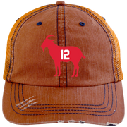 Goat Tom Brady 6990 Distressed Unstructured Trucker Cap