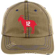 Goat Tom Brady 6990 Distressed Unstructured Trucker Cap