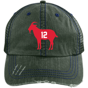 Goat Tom Brady 6990 Distressed Unstructured Trucker Cap