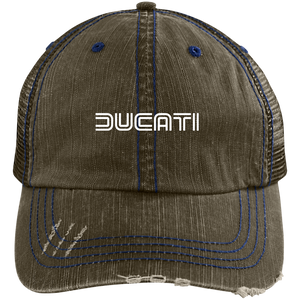 Ducati 70S Logo 6990 Distressed Unstructured Trucker Cap Hat