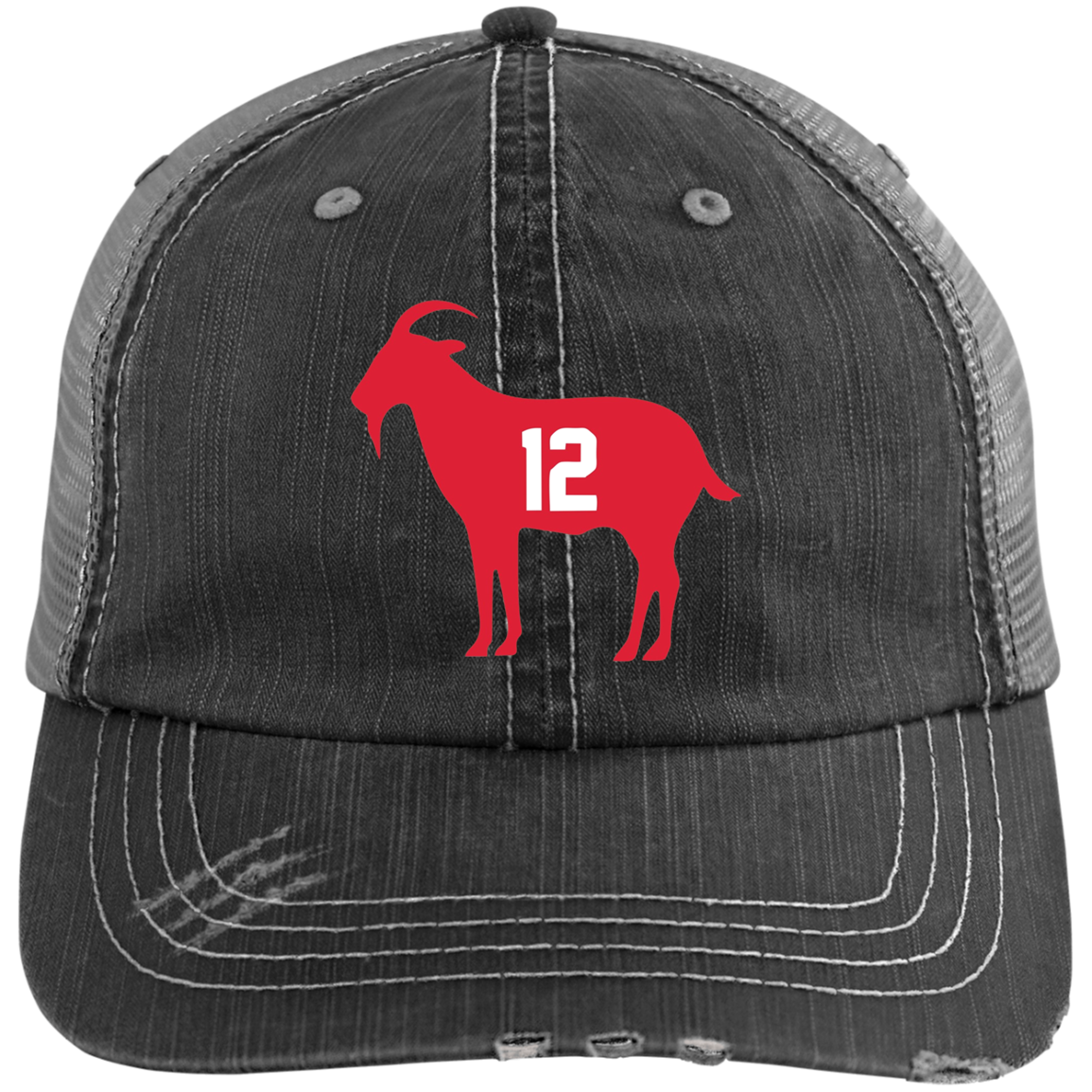 Goat Tom Brady 6990 Distressed Unstructured Trucker Cap – Mugs Hoy