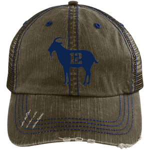 Goat Tb12 Tom Brady 6990 Distressed Unstructured Trucker Cap Hat