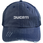 Ducati 70S Logo 6990 Distressed Unstructured Trucker Cap Hat