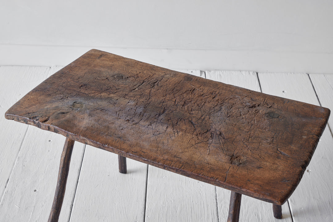 French Brutalist Oak Side Table