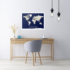 World Map Pinboard Framed, World Map Wall Art, Map of the world poster, Framed Map Pinboard
