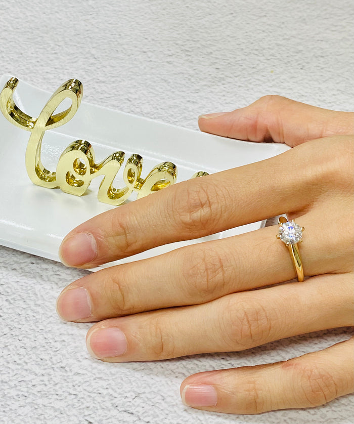 melk magnifiek Humoristisch 18K Solid Gold 1ct 6 Prong Ring Fast Ship D Color VVS1 Excellent Cut M –  Caratina Jewelry