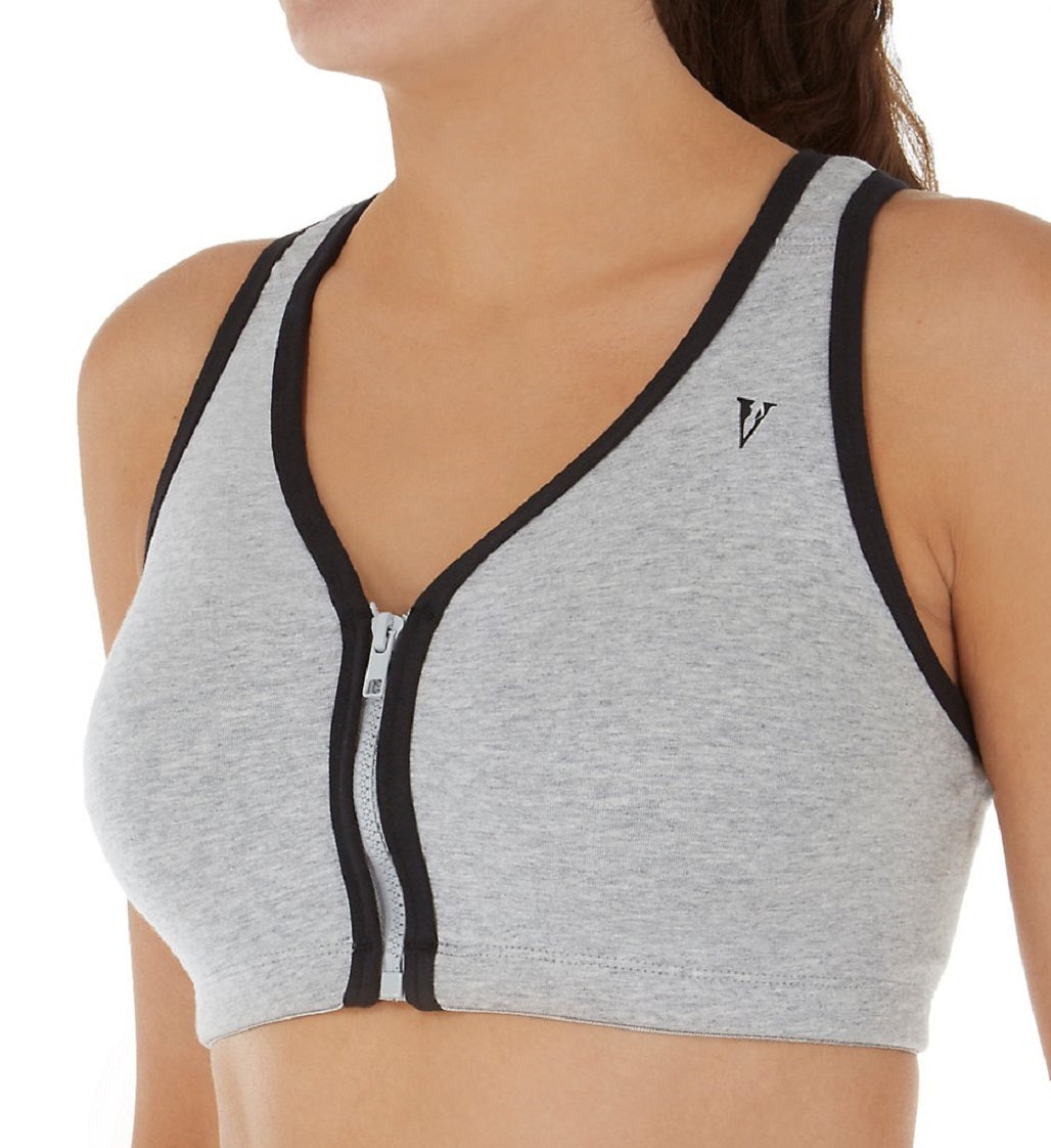 Valmont Colorblock Zip-Front Leisure/Sport Bra (1611B)- White/Black -  Breakout Bras