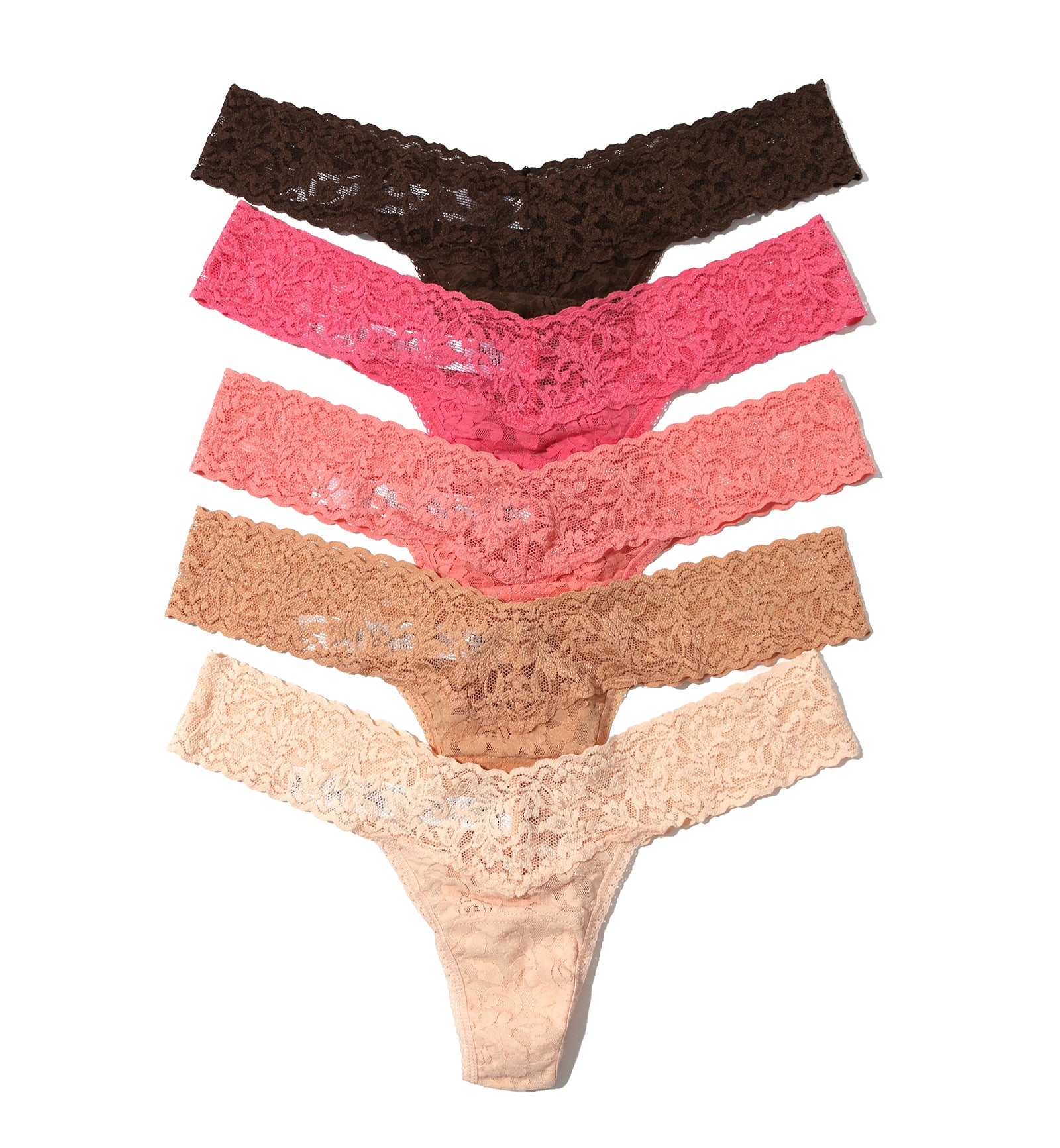 Hanky Panky 5-PACK Signature Lace Low Rise Thong (49115PK)- Black/Chai - Breakout  Bras