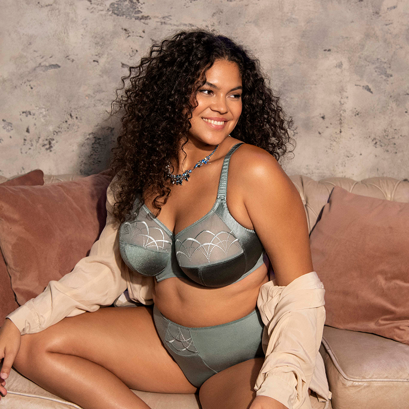 Elomi Cate Underwired Full Cup Banded Bra - Pinegrove - Curvy Bras