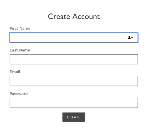 Create Account page