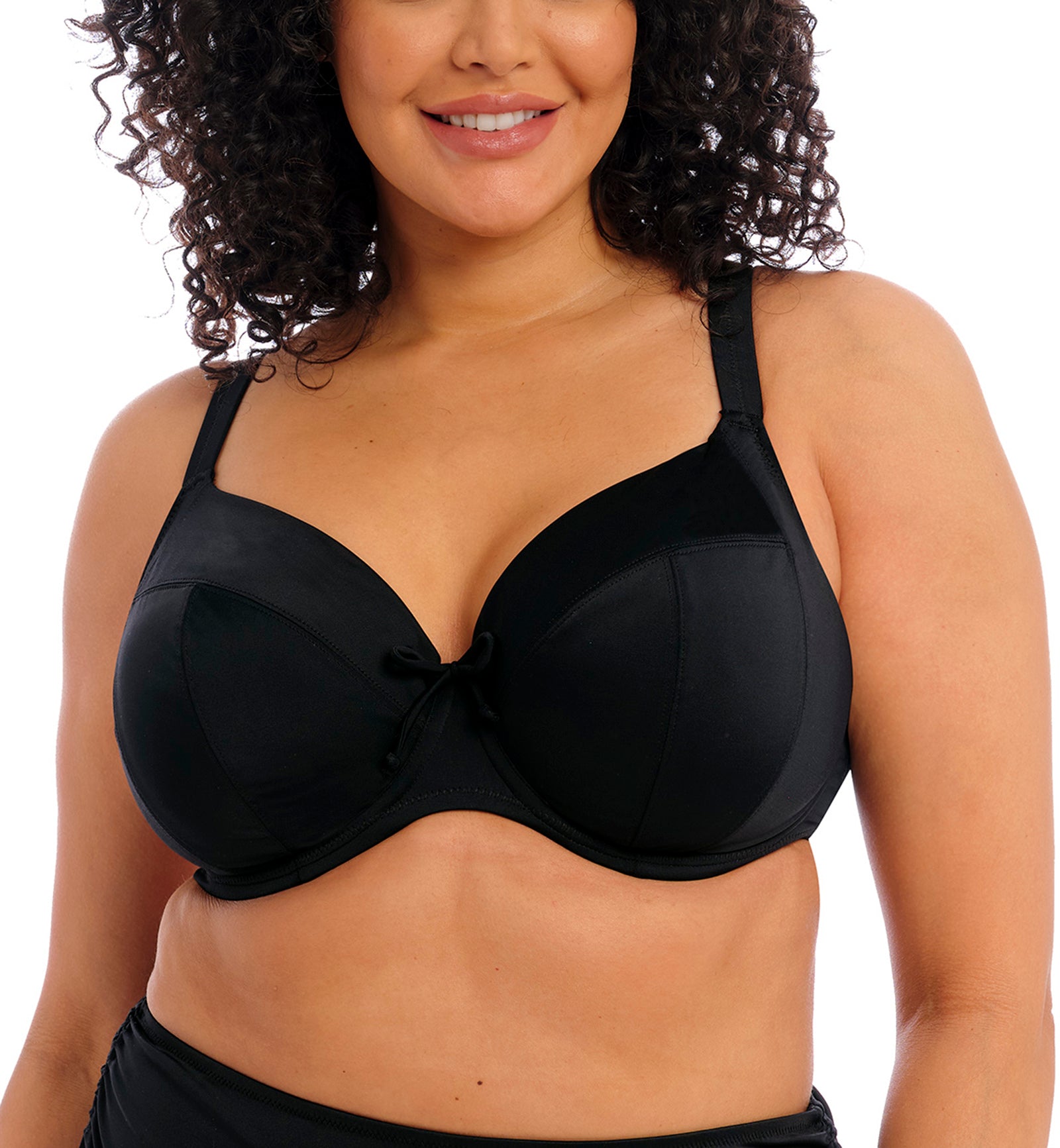 Elomi Swim Tropical Falls Underwired Plunge Bikini Top (42F, Black