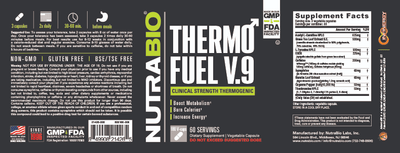 NutraBio THERMOFUEL v.9 180 Vegetable Capsules-