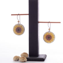 Load image into Gallery viewer, Sunflower Earrings with Crazy Lace Agate
