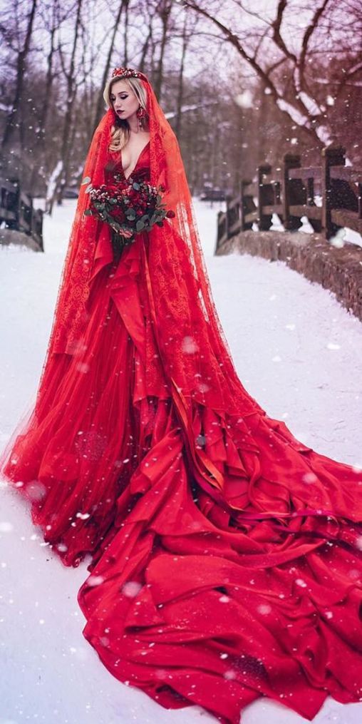 rose red wedding dresses