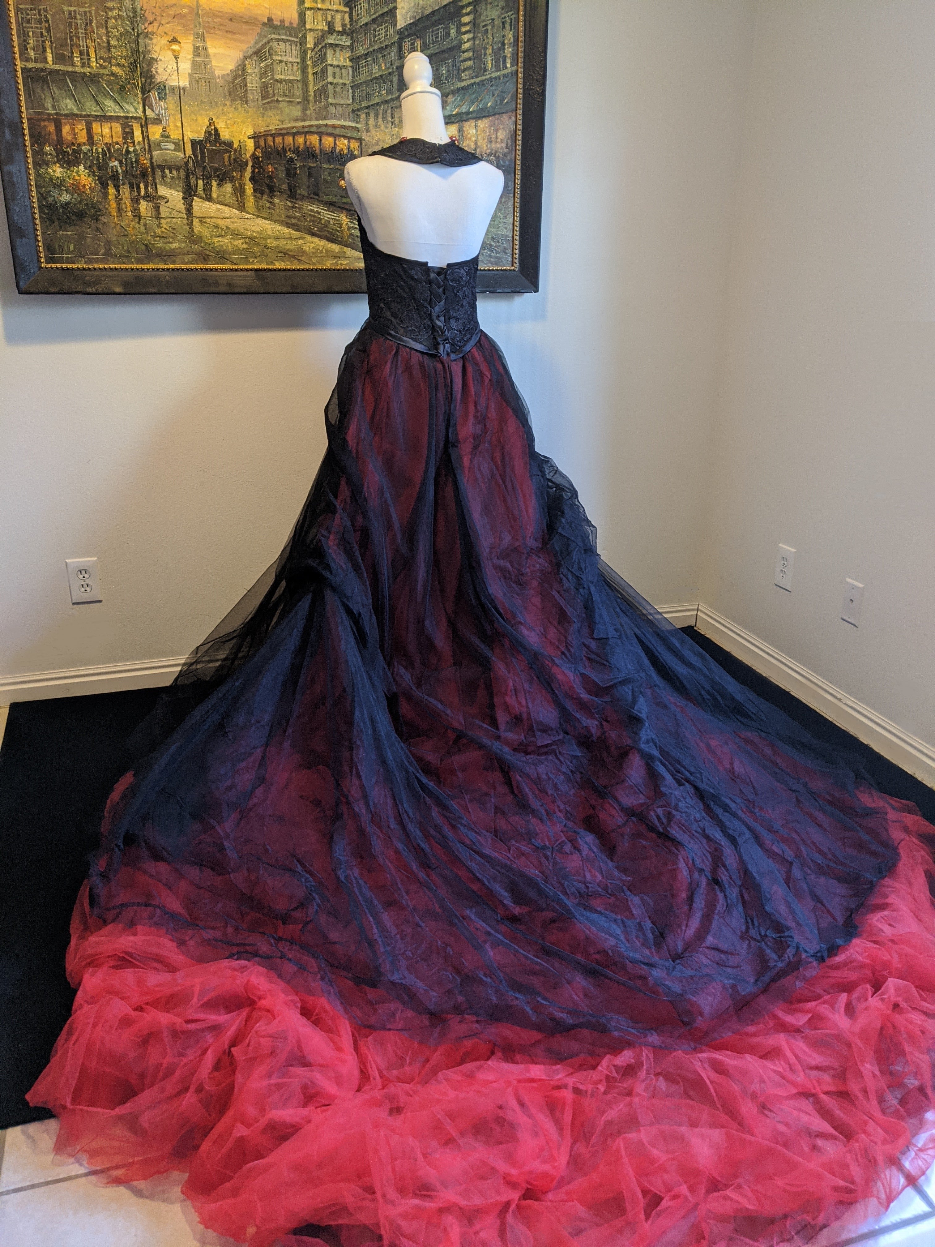 vintage black and red bridesmaid dresses